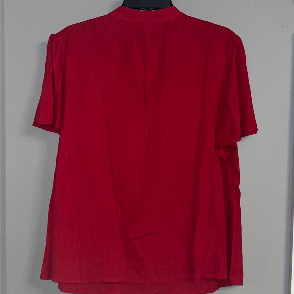 Bohemian Knox Rose Women's Short Sleeve Red Blouse- Sz XL - Picture 7 of 7
